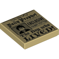 Tile 2 x 2 with Newspaper 'Daily Prophet' 'Exclusive Harry Potter The Boy Who Lived' print (3068bpr0376)