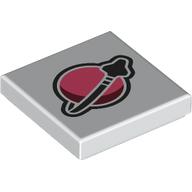 Tile 2 x 2 with Modern Classic Space Logo, Pink/Dark Red Planet print (3068bpr0447)