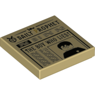 Tile 2 x 2 with Newspaper, 'Daily Prophet', 'The boy who lies' print (3068bpr0644)