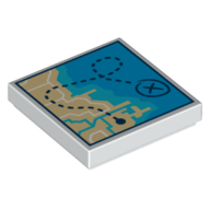 Tile 2 x 2 with Map of City/Ocean with Route print (3068bpr0655)