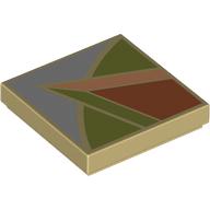 Tile 2 x 2 with Dark Orange, Olive Green, Nougat, and Sand Blue Floor Tile Print (3068bpr0674)