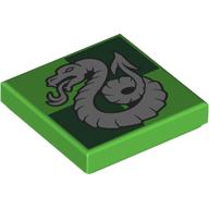 Tile 2 x 2 with Silver Snake, Slytherin Crest print (3068bpr0704)