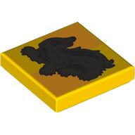 Tile 2 x 2 with Brown Badger, Hufflepuff Crest print (3068bpr0705)