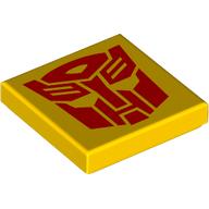 Tile 2 x 2 with Red Autobot / Bumblebee Face print (3068bpr0724)