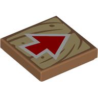 Tile 2 x 2 with Red Arrow on Tan Wood print (3068bpr0728)