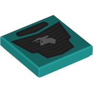 Tile 2 x 2 with Black Car Grill, Silver Bull print (3068bpr0742)