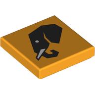 Tile 2 x 2 with Black Elephant Head print (3068bpr0752)