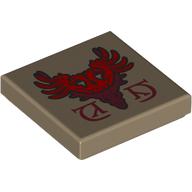 Tile 2 x 2 with Red/Dark Red Bird Crest print (3068bpr9283)