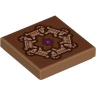 Tile 2 x 2 with Dark Purple Star, Tan Circling Goats print (3068bpr9287)