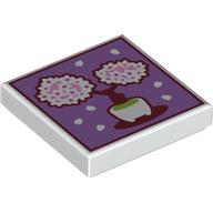 Tile 2 x 2 with Painting, White Bonsai Tree in Cup, Lavender Background print (3068bpr9305)