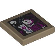Tile 2 x 2 with Vampire, Long Black Hair, Dark Purple Dress, Goblet, Moon print (3068bpr9308)