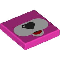 Tile 2 x 2 with White Snout, Red Tongue, Black Heart-shaped Nose print (3068bpr9310)
