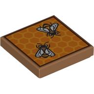 Tile 2 x 2 with Honeycomb with Two Bees (Beehive) Print (3068bpr9312)