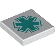 Tile 2 x 2 with Dark Turquoise Star of Life print (3068bpr9318)