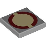 Tile 2 x 2 with Dark Red Circle, Tan Center print (3068bpr9330)