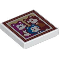 Tile 2 x 2 with Blue, Magenta, Dark Brown Bears in Photo Frame print (3068bpr9332)