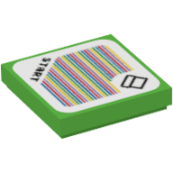 Tile 2 x 2 with 'Start' and Pipe with Rounded Border, and Barcode Print (Sticker) (3068bpr9473)