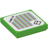 Tile 2 x 2 with 'Start' and Pipe with Squared Border, and Barcode Print (Sticker) (3068bpr9743)
