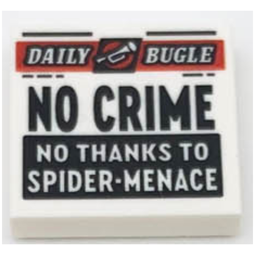 Tile 2 x 2 with Newspaper Daily Bugle 'NO CRIME NO THANKS TO SPIDER-MENACE' print (3068bpr9774)