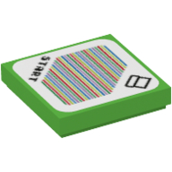 Tile 2 x 2 with 'Start', Pipe, and Barcode Print (Sticker) (3068bpr9998)