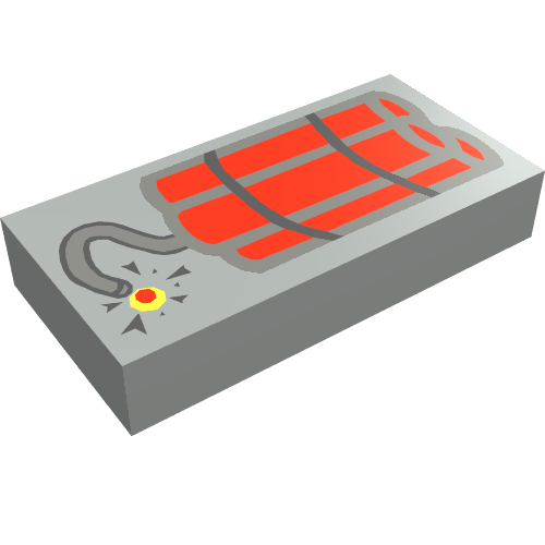 Tile 1 x 2 with Dynamite Print (3069bpr0021)