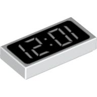 Tile 1 x 2 with Digital Clock Print - '12:01' or '10:21' (3069bpr0025)
