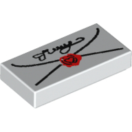 Tile 1 x 2 with Letter with Script and Seal Print (3069bpr0055)