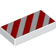 Tile 1 x 2 with Diagonal Red Stripes Print (3069bpr0085)
