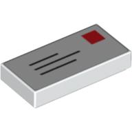 Tile 1 x 2 with Mail Envelope, Letter, Address and Red Stamp Print (3069bpr0099)