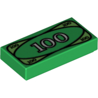 Tile 1 x 2 with '100' Banknote Print (3069bpr0100)