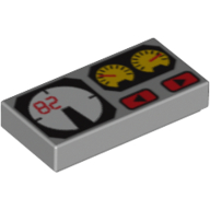 Tile 1 x 2 with Red 82, Yellow and White Gauges Print (3069bpr0101)