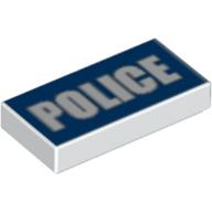 Tile 1 x 2 with 'POLICE' White on Blue Background Print (3069bpr0115)
