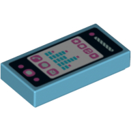 Tile 1 x 2 with Smart Phone with Phone, Mail, Speech Bubble, Star, Flower, Note, Play Button and Sound Level Print (3069bpr0130)