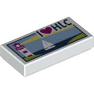 Tile 1 x 2 with Lighthouse, Sailboat and 'I Heart HLC' Print (3069bpr0144)