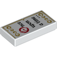 Tile 1 x 2 with 'Once upon a time...' and Gold Scrollwork Print (3069bpr0148)