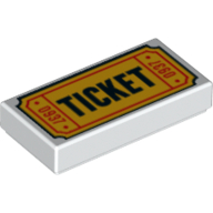 Tile 1 x 2 with 'TICKET' and '0937' Print (3069bpr0198)