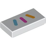 Tile 1 x 2 with Bright Light Blue/Dark Pink/Bright Light Orange Stripes print (3069bpr0215)