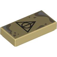 Tile 1 x 2 with Parchment, Deadly Hallows Sign print (3069bpr0217)