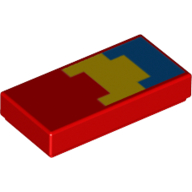 Tile 1 x 2 with Blue, Yellow Shapes print (3069bpr0248)
