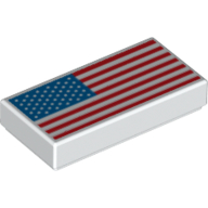 Tile 1 x 2 with US Flag print (3069bpr0286)