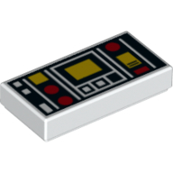 Tile 1 x 2 with Red and Yellow Control Panel Print (Reissue) (3069bpr0290)