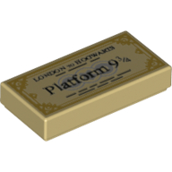 Tile 1 x 2 with Train Ticket, 'Platform 9 3/4' Print (3069bpr0325)