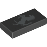 Tile 1 x 2 with Silver Ferrari Horse print (3069bpr0355)