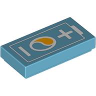 Tile 1 x 2 with White Battery print (3069bpr0364)