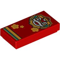 Tile 1 x 2 with Chinese New Year Dragon and Bright Orange Flowers Print (3069bpr0370)