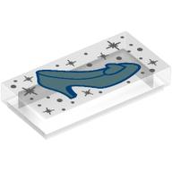 Tile 1 x 2 with Medium Blue Glass Shoe, Gold Stars print (3069bpr0379)