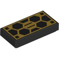 Tile 1 x 2 with Gold Circuitry / Solar Panel print (3069bpr0402)