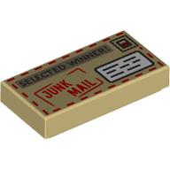 Tile 1 x 2 with Letter, 'SELECTED WINNER!', Red 'JUNK MAIL' stamp, Address print (3069bpr0434)