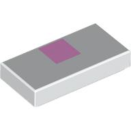 Tile 1 x 2 with Bright Pink Square print (3069bpr0444)