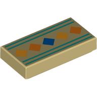Tile 1 x 2 with Blue/Orange/Bright Light Orange Squares print (3069bpr9350)